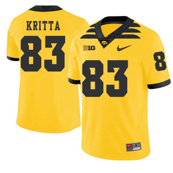 2019 Men #83 Alec Kritta Iowa Hawkeyes College Football Alternate Jerseys Sale-Gold